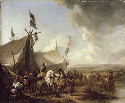 In front of the Market Tent by Pieter Wouwermans or Wouwerman